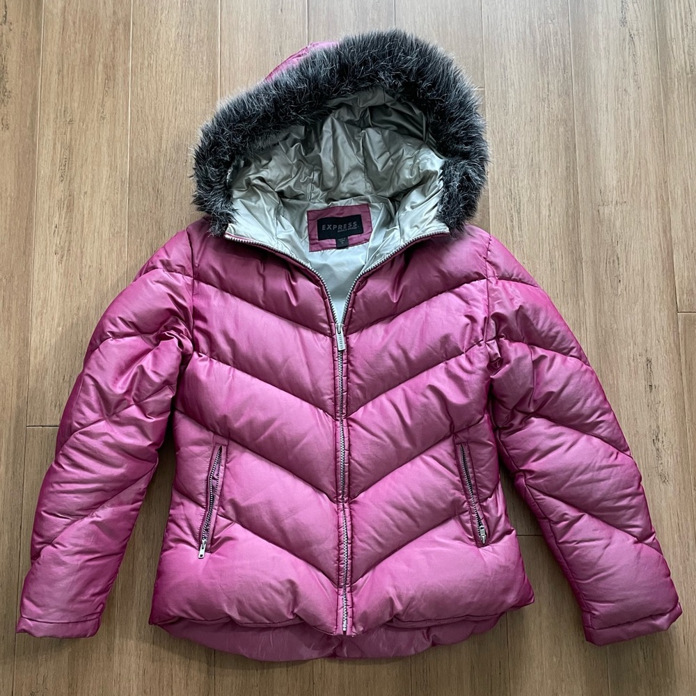 Express Y2K pink puffer, Size S